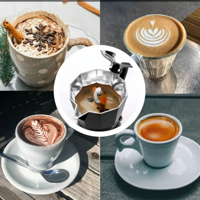 Moka Pot Italian Coffee Machine Espresso Aluminum Geyser Coffee Maker Kettle Latte Stove Classic Coffee Barista Accessories600ml