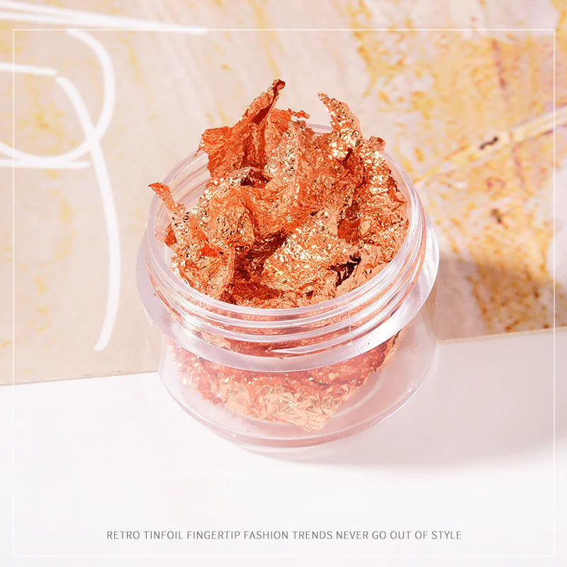 Rose Gold Silver Irregular Foil Paper Fragments Nail Art Sequin Sticker Glitter DIY Manicure UV Gel Polish Nail Decoration Tools