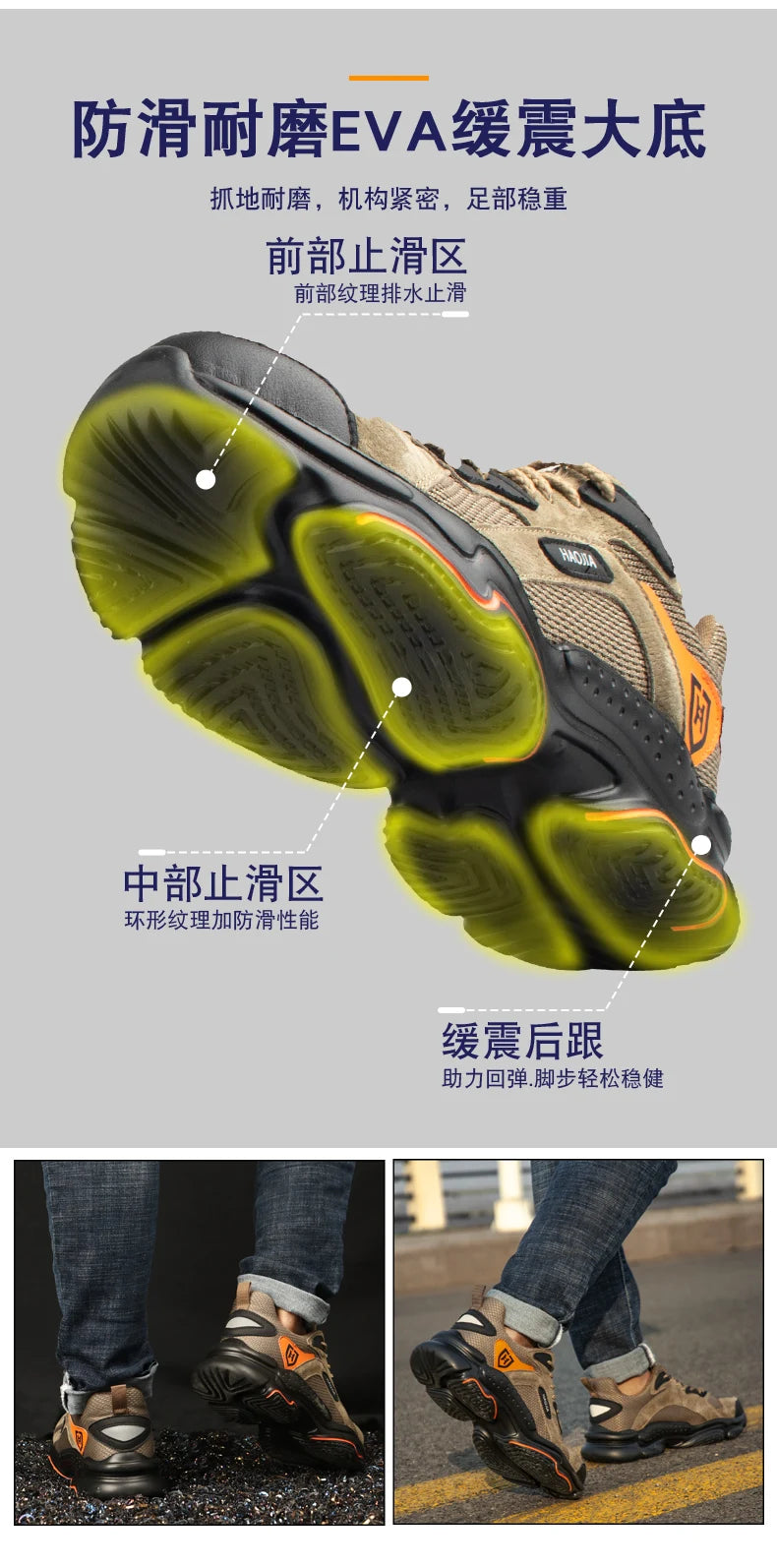 Work Sneakers for Men Safety Shoes Anti-smash Anti puncture Indestructible shoes Breathable comfort Steel Toe Protection Shoes