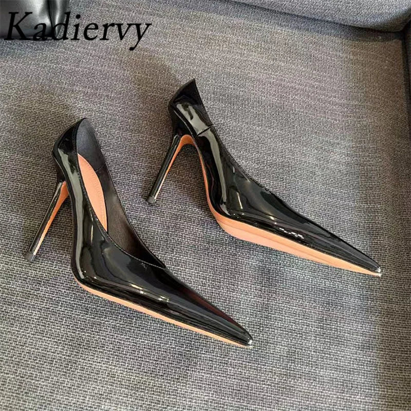 Kadiervy Pumps Spitz Slip On - Lackleder 10 cm Stiletto