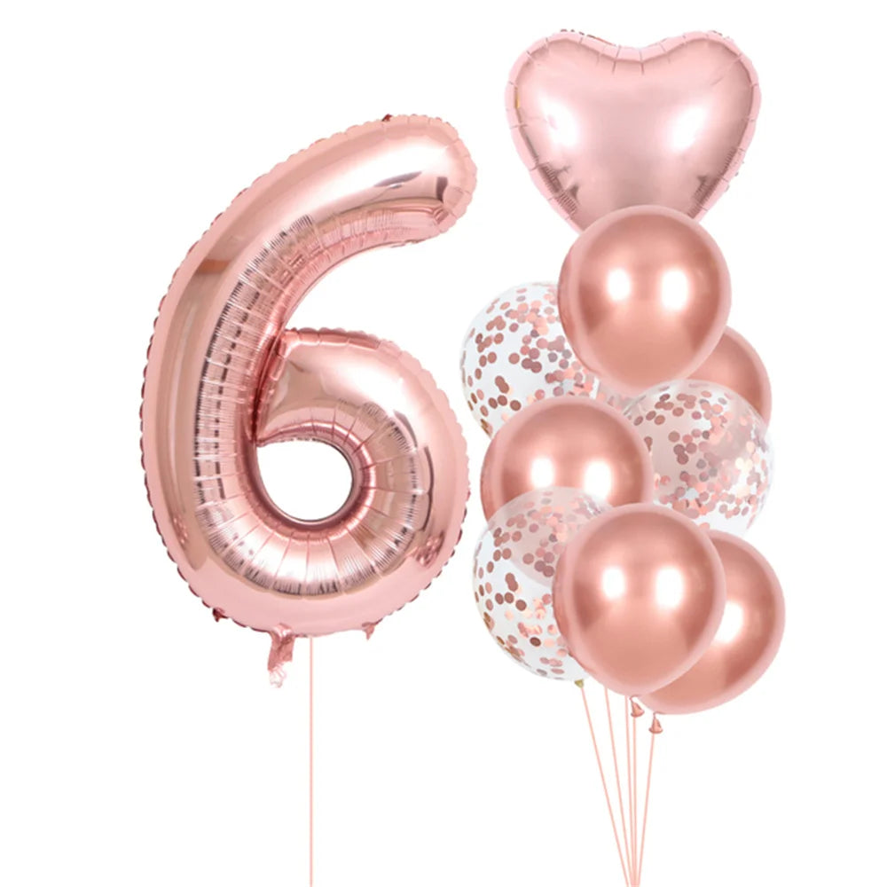 GIHOO 21118 Zahlenballons Roségold - 10 Stück 40 cm Latex