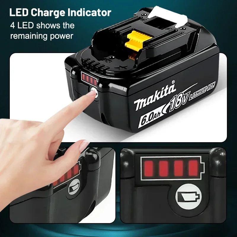 Makita 100% Original 18V Rechargeable Power Tool Battery 6Ah/5Ah/9Ah 18V BL1830 BL1850 BL1840 BL1860,Replaceable LED Lithium-ion
