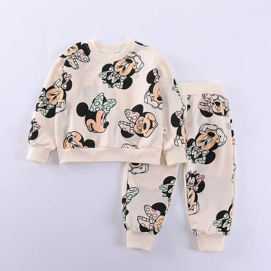 Infant Girls Spring Autumn Clothes Sets Kids Minnie Mouse Long Sleeve T-shirt And Pants 2pcs Suits Baby Girl Fashion Clothing