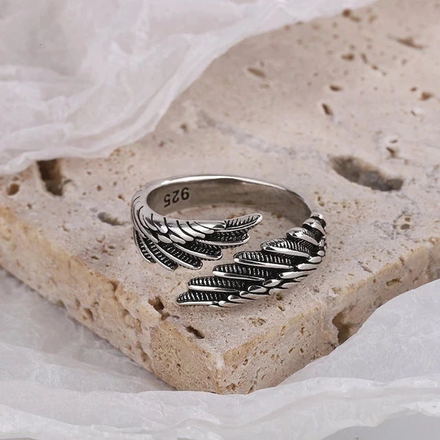 BFCLUB Silberring Flügel Design - 925 Silber, Paar, Vintage