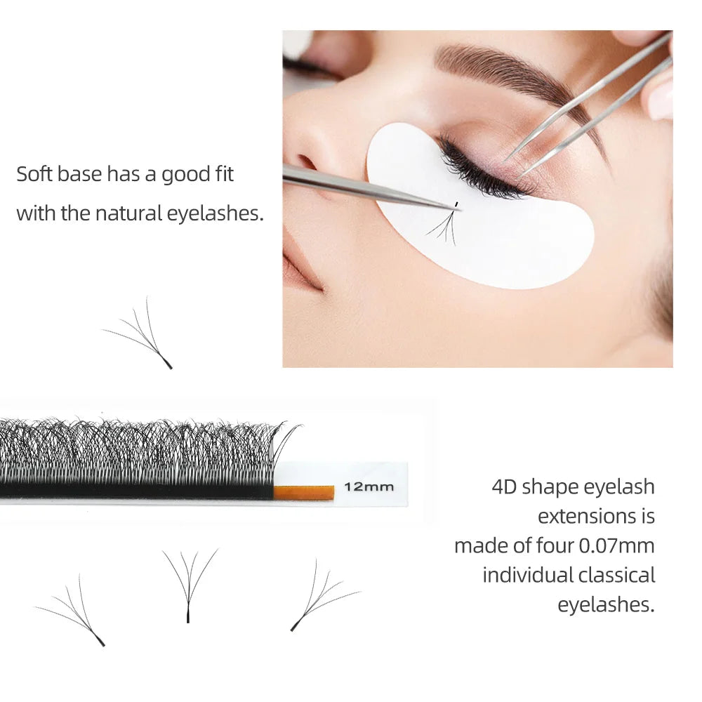 NAGARAKU 4D W Shape Hand Waved Premade Fans Eyelash Extensions Full Lashes Natural Soft Light Individual Matte Dense