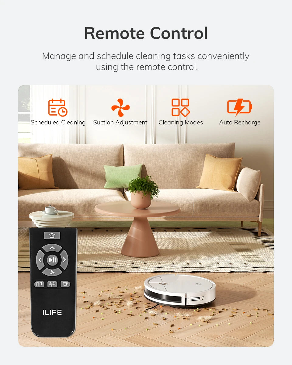 Aspirator robot ILIFE V2, autonomie de 120 de minute, aspirator robot cu autoîncărcare, subțire, silențios, ideal pentru păr de animale și podele dure