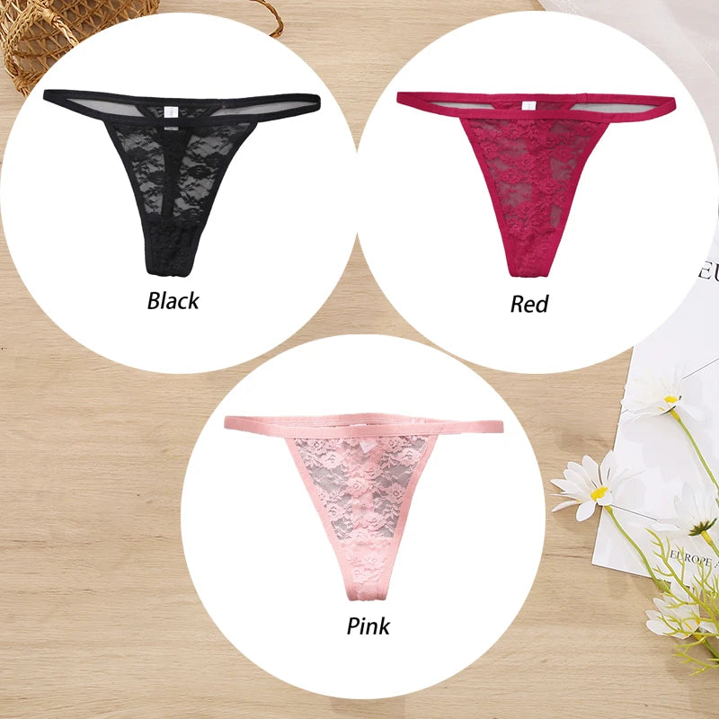 Set de dantelă ZhejiangChoice pentru femei, tanga - 3 bucăți, talie joasă