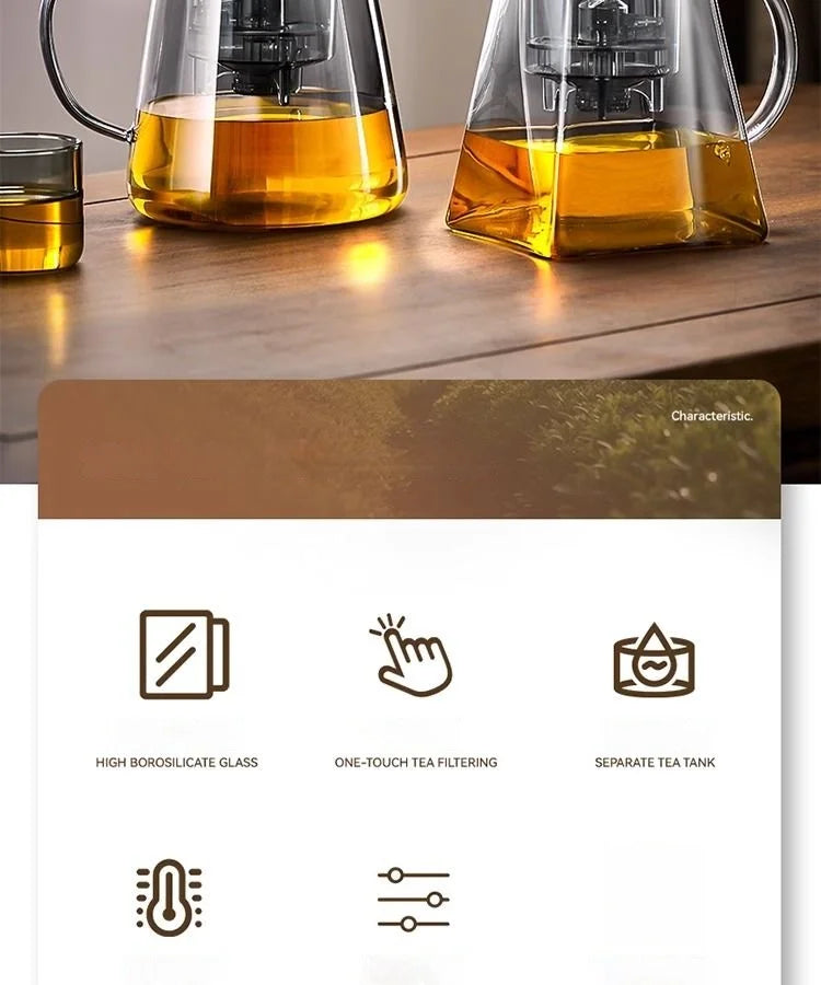 GIANXI Glass Teapot And Pot Household Tea Set Teapot Heat-resistant Tea Water Separation Filter Flower Teapot Glass Teapot