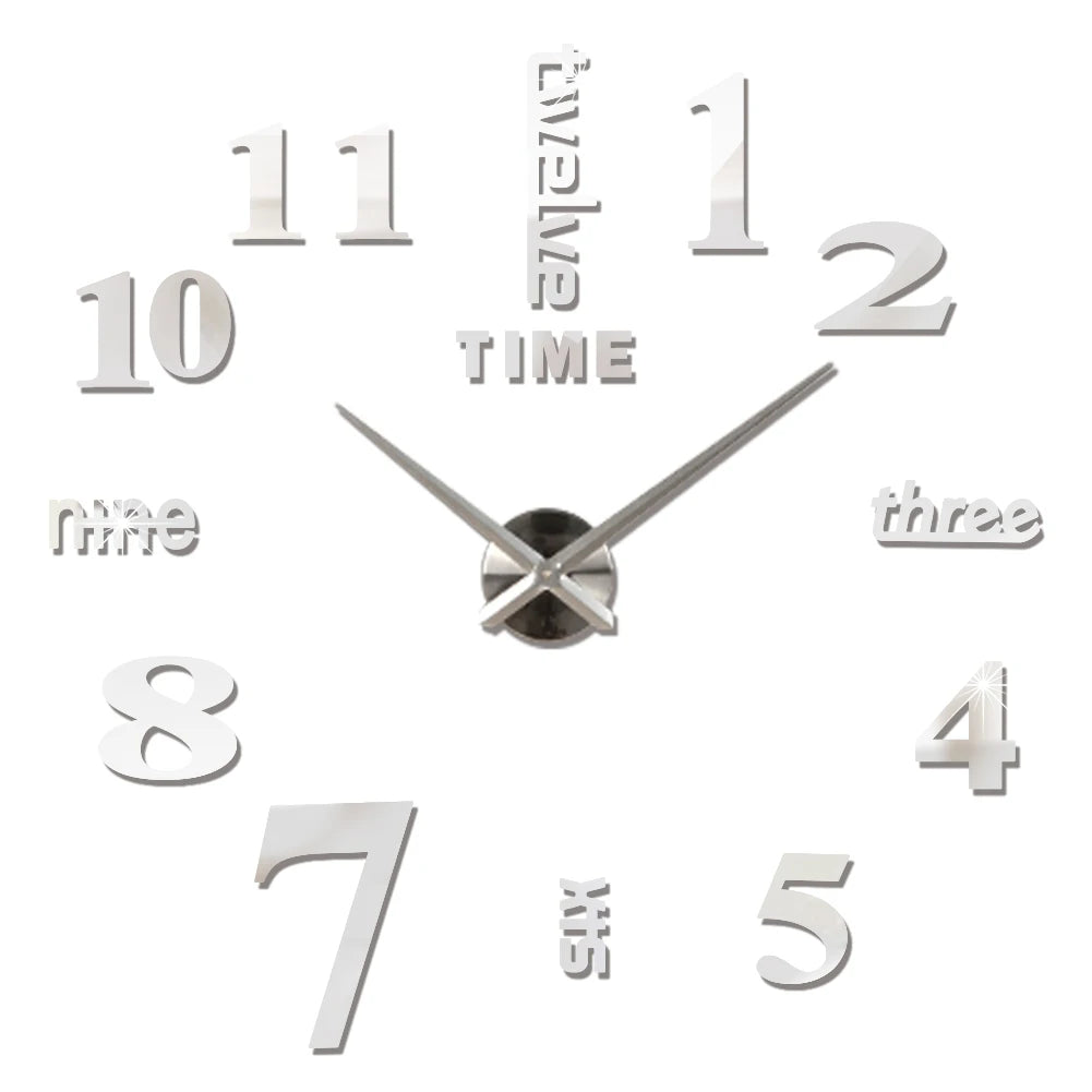 Large 3D Digital Wall Clock Acrylic European Creative Numerals Design Mirror Wall Sticker Clock DIY Self Adhesive Home Decor