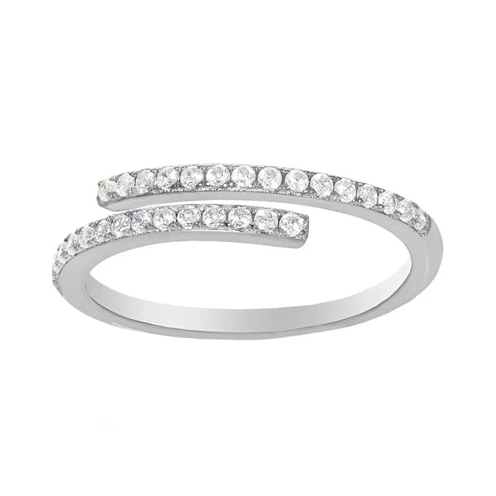 Aide 925 Sterling Silver Double Layers Sparkling CZ Zircon Pave Adjustable Rings For Women Luxurious Versatile Stackable Ring