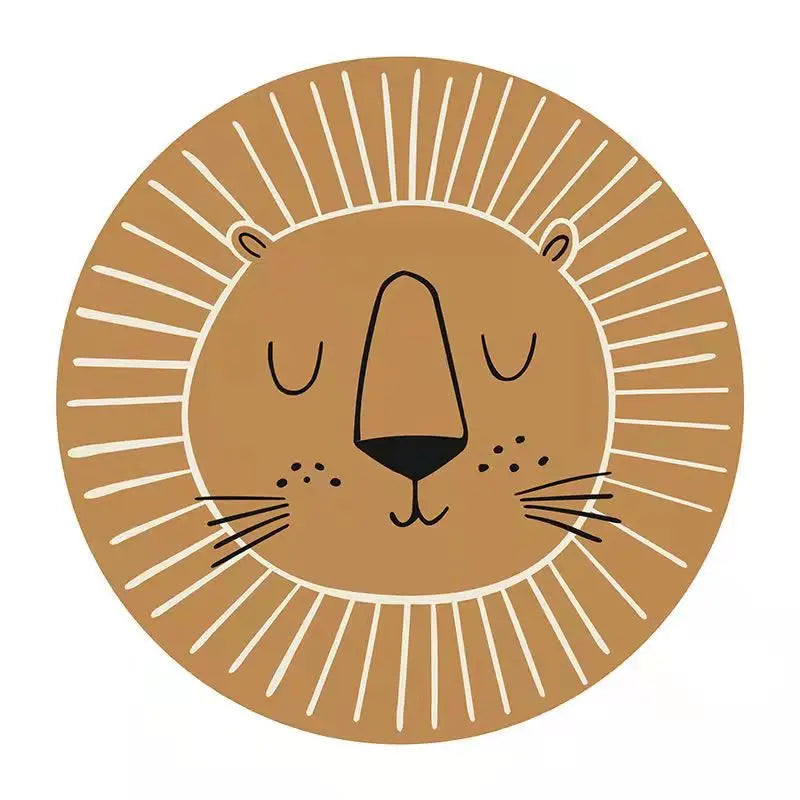 Photography Props Cartoon Round Shape Mat for Children Kid Play Pad Round Carpet Lion Playmat Living Room Carpet Rug for Bedroom