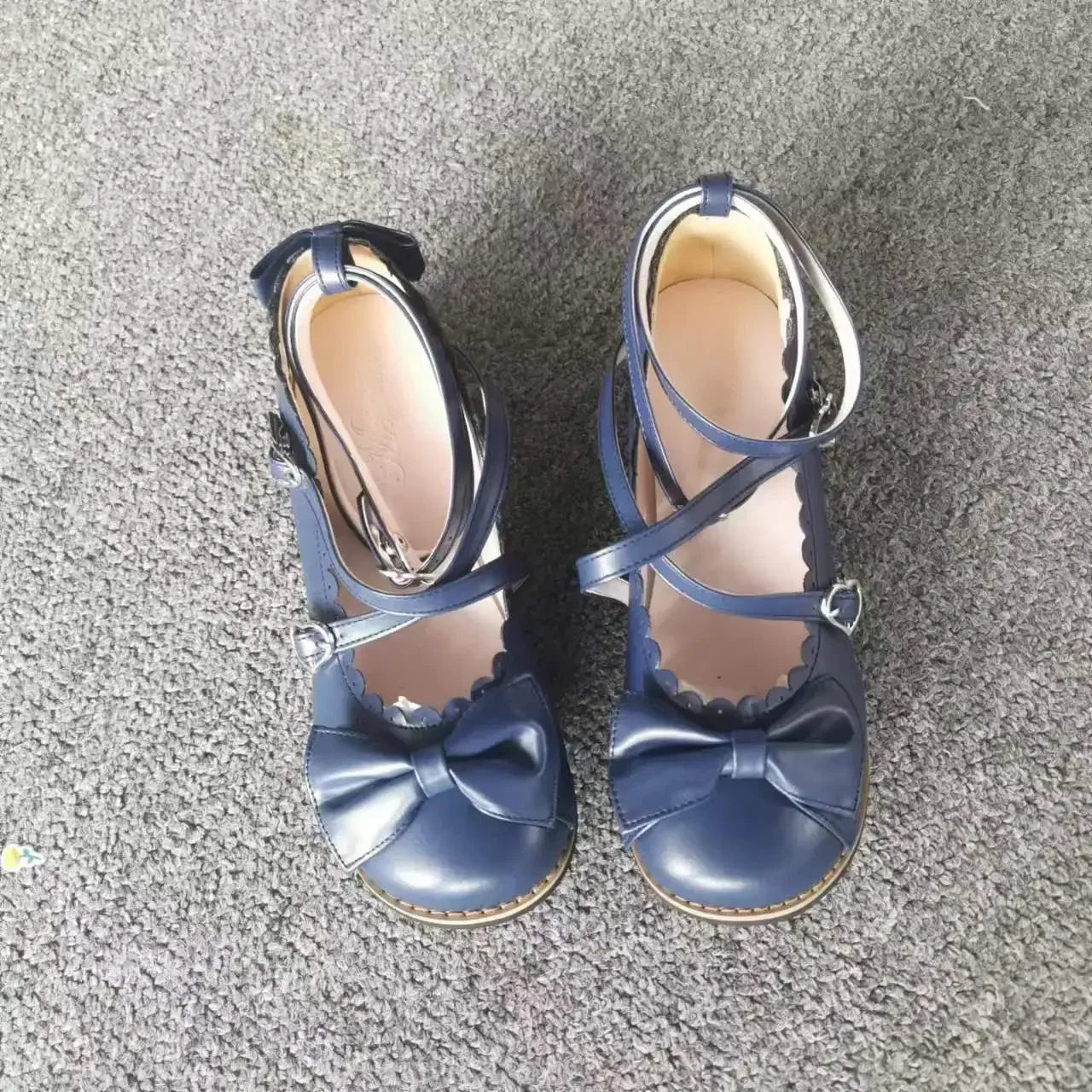 Lolita Schuhe Damen 2025 - Flats Low Round Cross Straps Schleife - Süße Mädchen Prinzessin Tea Party Schuhe Studenten 34-41
