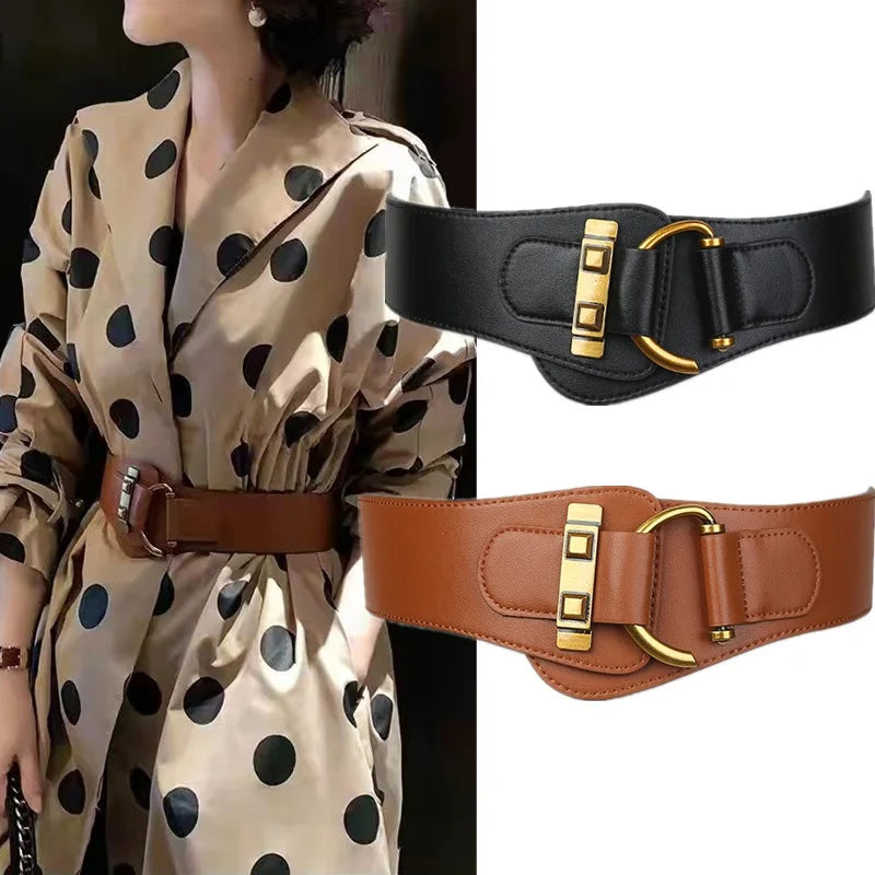 Designer Gürtel für Damen - Hochwertige Luxus Damen Taille Stretch Kummerbund - Schwarzer Elastischer Korsett Gürtel Großes Kleid Taillenband