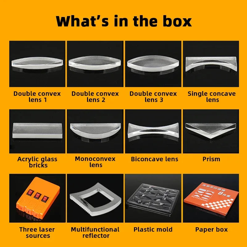 Geometric Optics Experiment Set Optical Lens Kit Convex Concave Lens Light Refract Reflect Physics Teaching Kid Science Gift - Golden Bridge Store