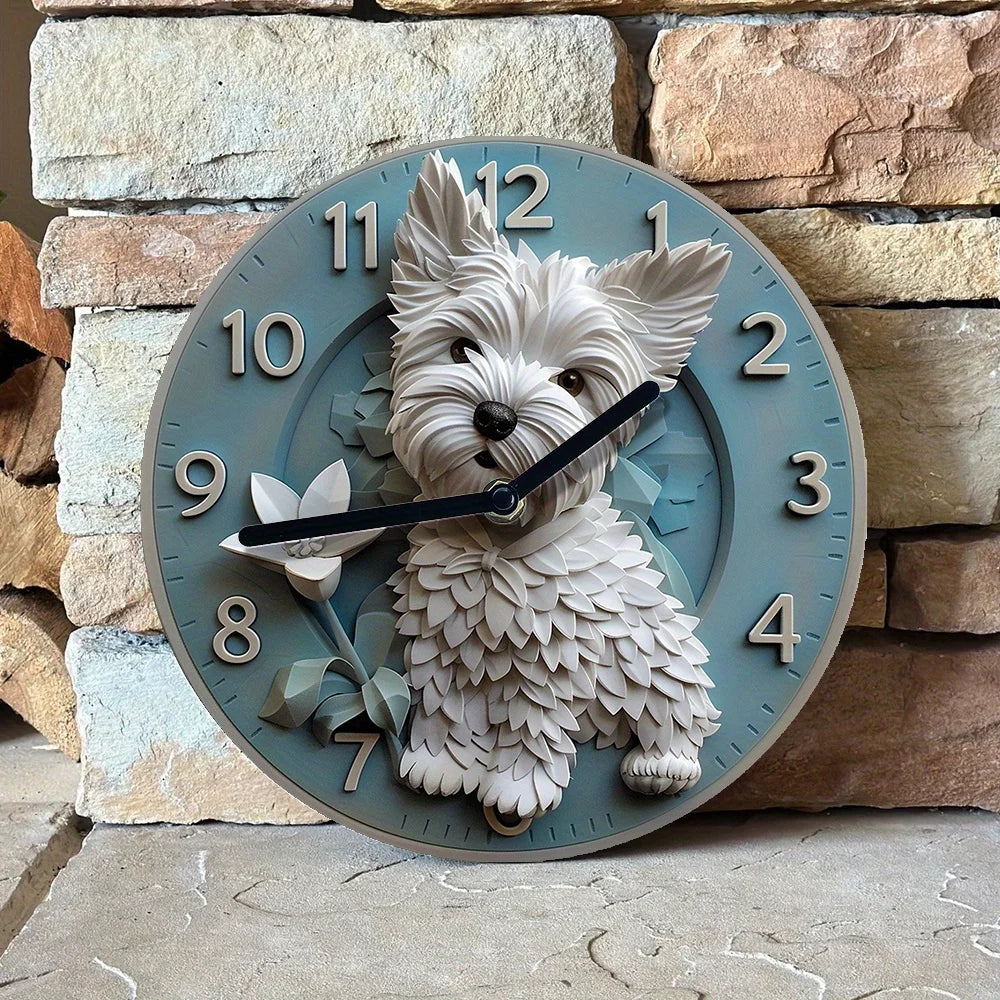 DIY-Wanduhr-Kit 2025: West-Highland-Terrier 2D-Design - Silent Movement Collection