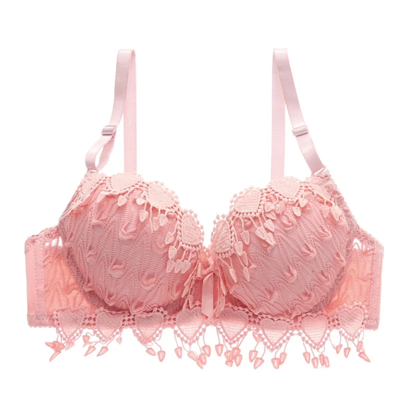 Lace Underwear Bra for Women Thin Wireless Adjustable Shoulder Strap Female elegant Hollowed Floral Lace Underwear Large Size Bras