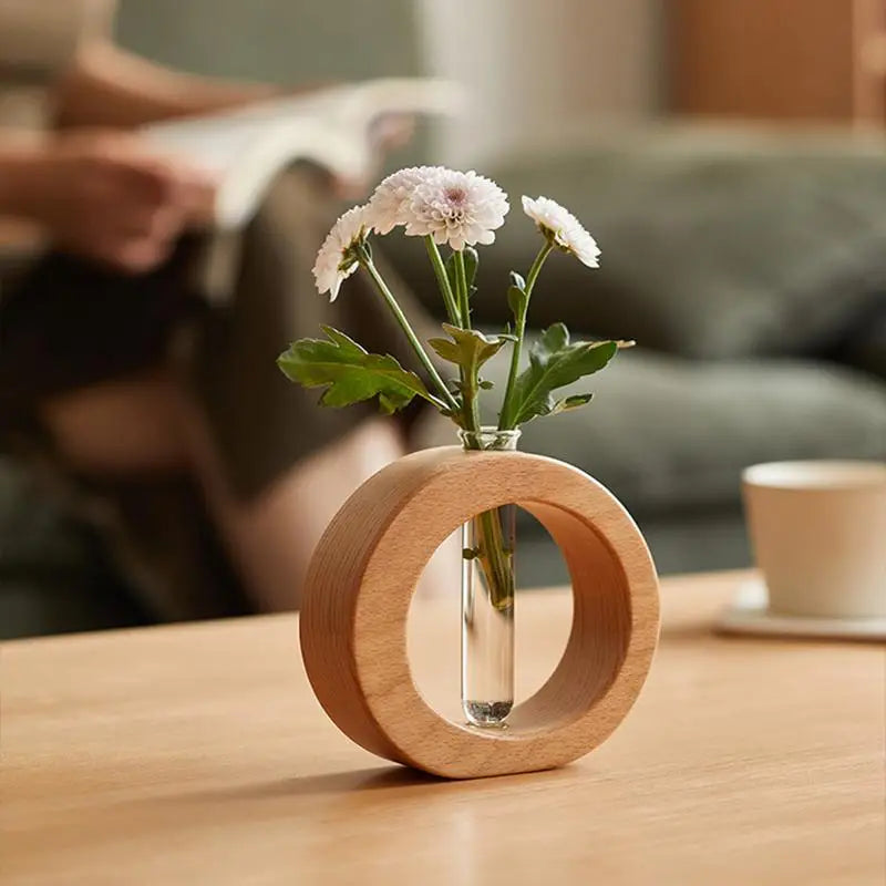 Wooden Hydroponic Flower Pot Home Vase Decor Transparent Imitation Glass Soilless Plant Pots Green Plant Pot For Home Decoration