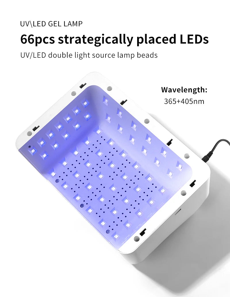 Lampă de unghii UV LED 2 în 1 cu pernă pentru braț pentru ojă gel, uscător de unghii cu lumină 72W și 4 temporizatoare pentru salon sau uz casnic