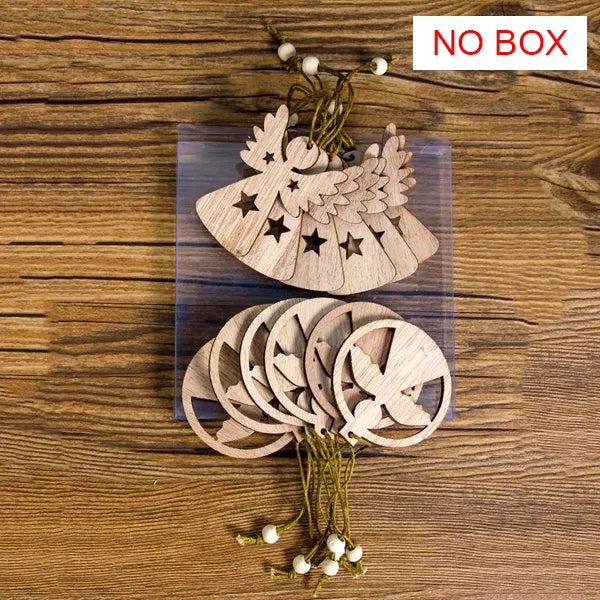 TissyChoice KH-035 Weihnachtsanhänger - 12 Stück Naturholz Ohne-Box