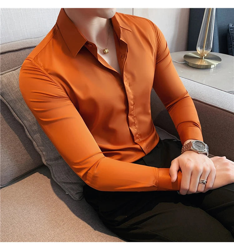 8Farben SlimFit Langarmhemd - Gr. M-L, Feiner Stoff