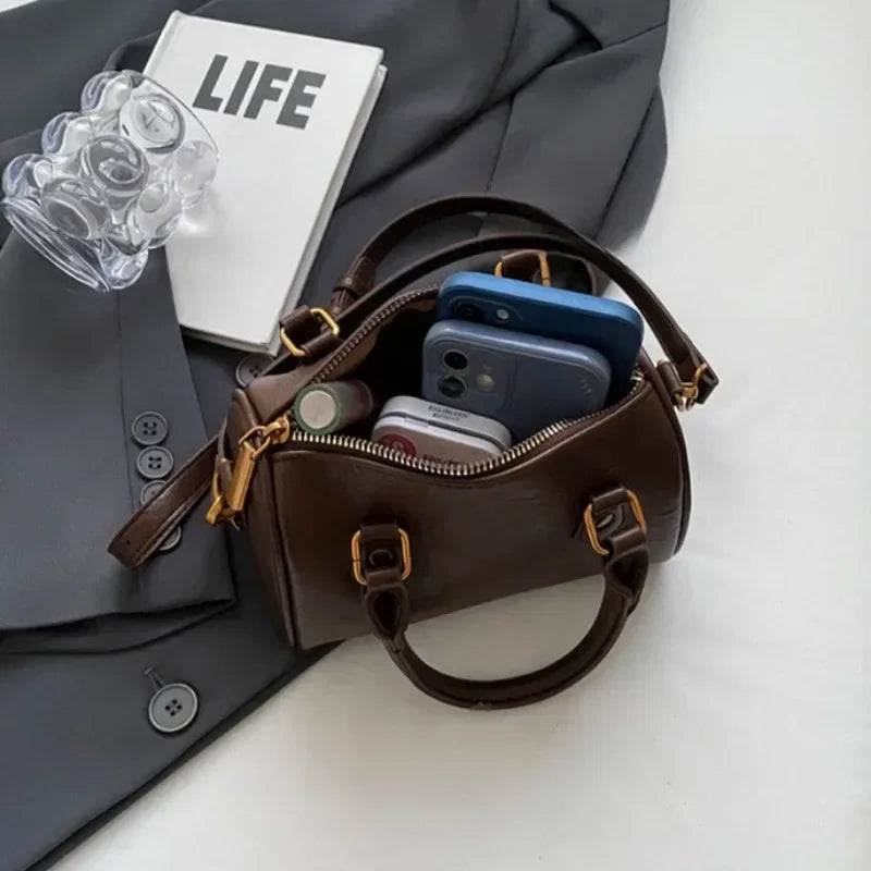 Women Vintage Boston Bag Casual Fashion Crossbody Women's British Style Top-Handle Simple Female Shoulder Bag for Girl