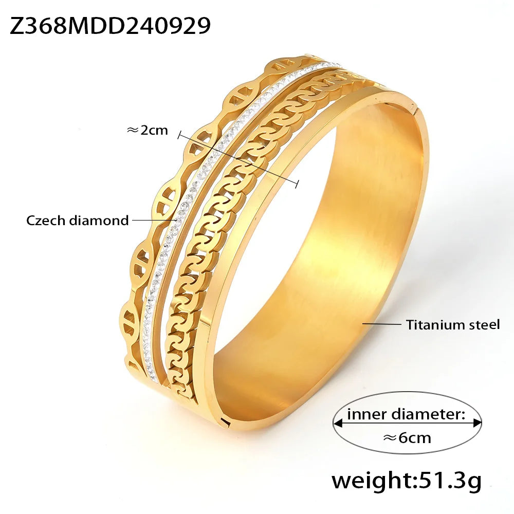 Liora Luxus Breite Armreifen 2025 - Frauen 316L Edelstahl Armband - Strass Armband Schwer Wasserdicht Fashion Schmuck