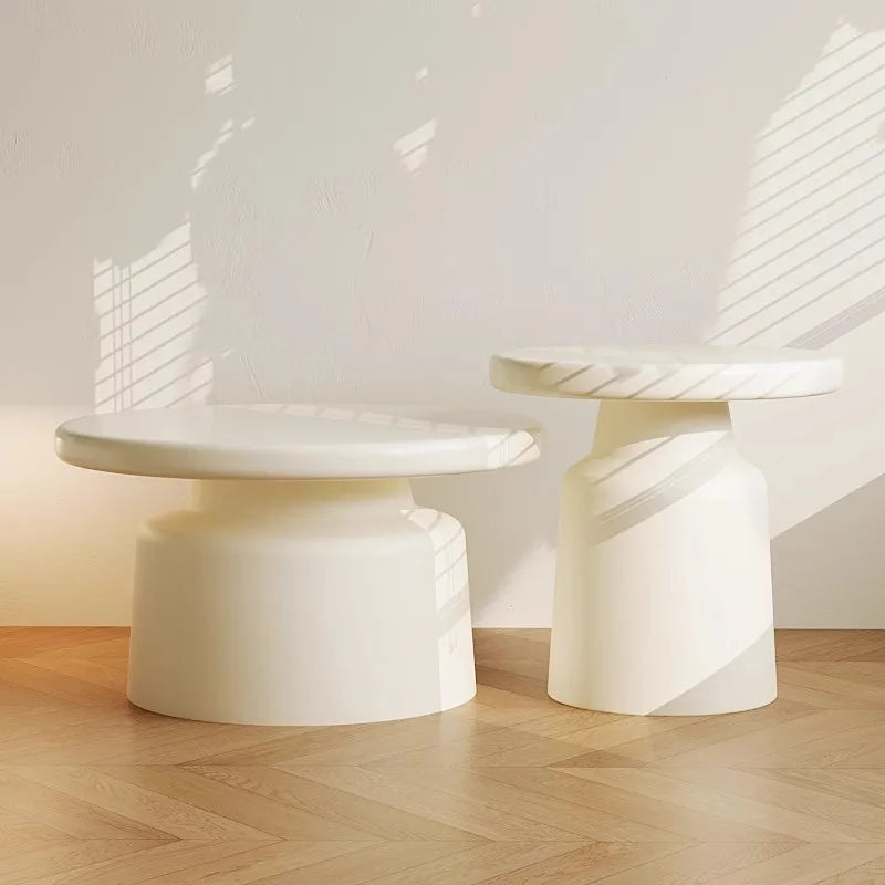 Creamy Wind Apartment Coffee Table Living Room Household Small Apartment Simplicity Iron Round Homestay Coffee Table Furniture