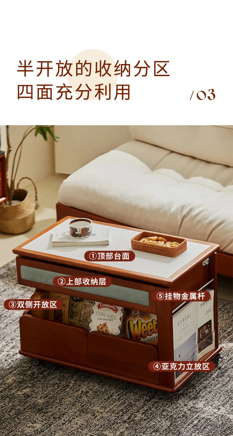 Cabinet Wood Coffee Table Lift Portable Walnut Design Living Room Side Table Folding Modern Luxury Mesa De Centro Sala Furniture