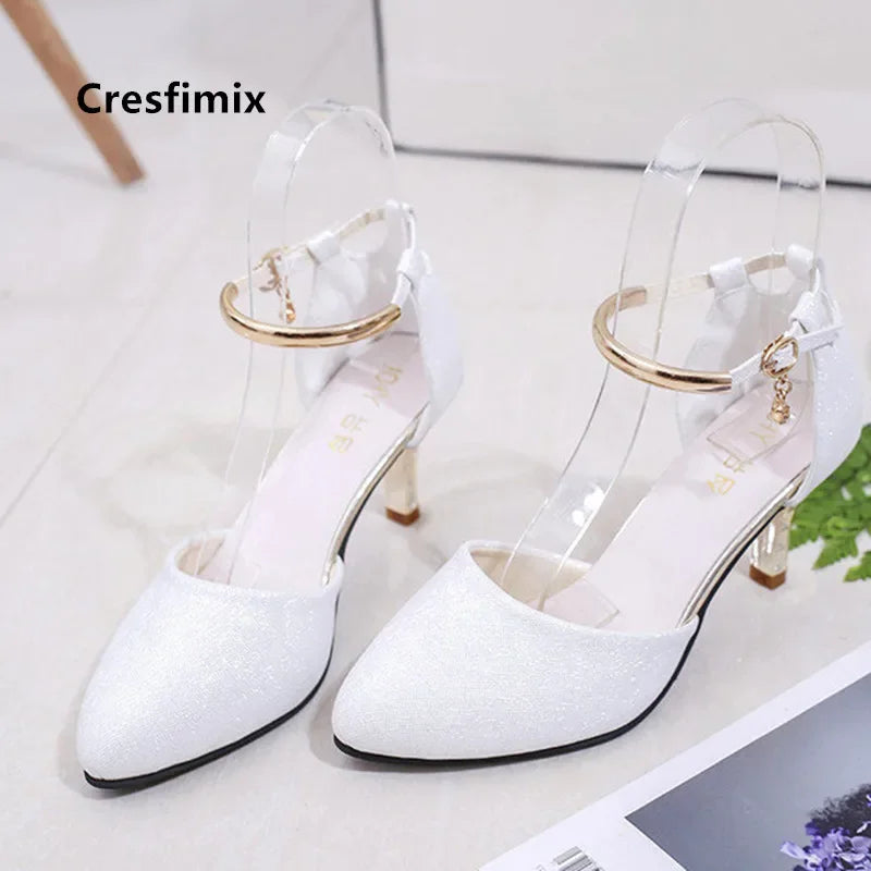 elegant fashion sweet white pu leather stiletto heel shoes for office career women casual street comfort spring summer pump ba38