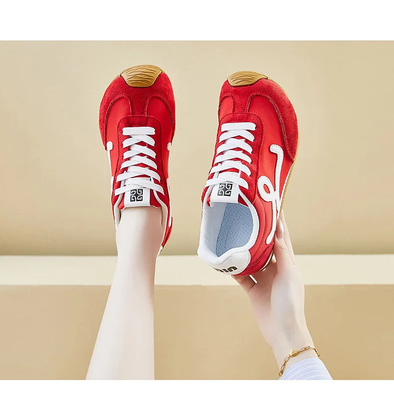 New Fashion Women's Shoes 2025 Spring Autumn Platforms Sneakers Comfortable Flat Shoes Lace-up Non Slip Casual Vulcanized Shoes
