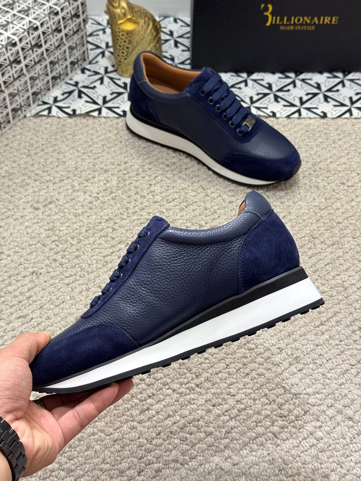 BLSK CPRT Slip On Sneaker Stickerei Design - Größe 39-45, Rindsleder Innenfutter, Gummisohle