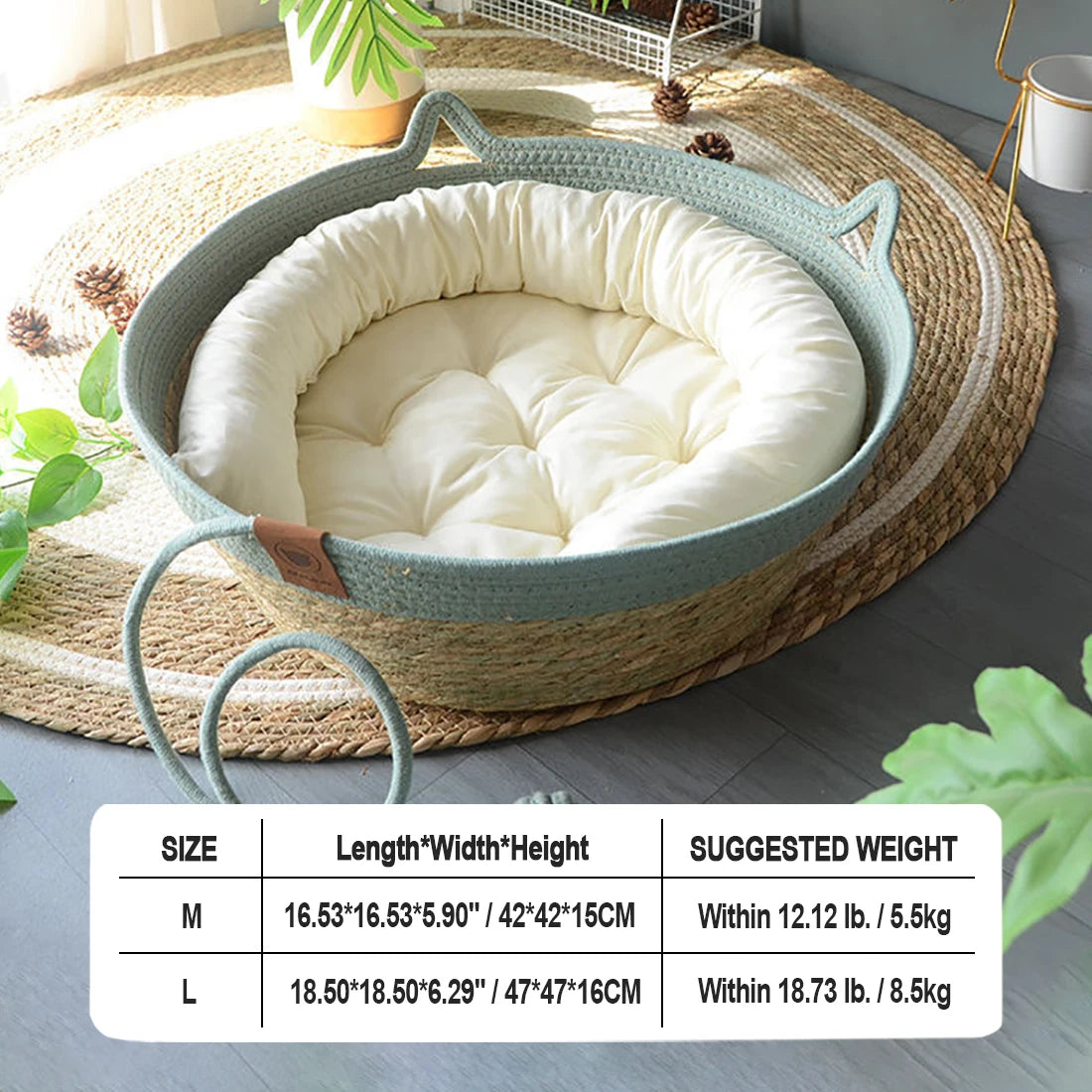 Cat Bed House Dog Kennel Rattan Straw Plaited Kitten Cushion Basket Tent Scratching Board Ball Puppy Nest Mat Indoor Pet Supply