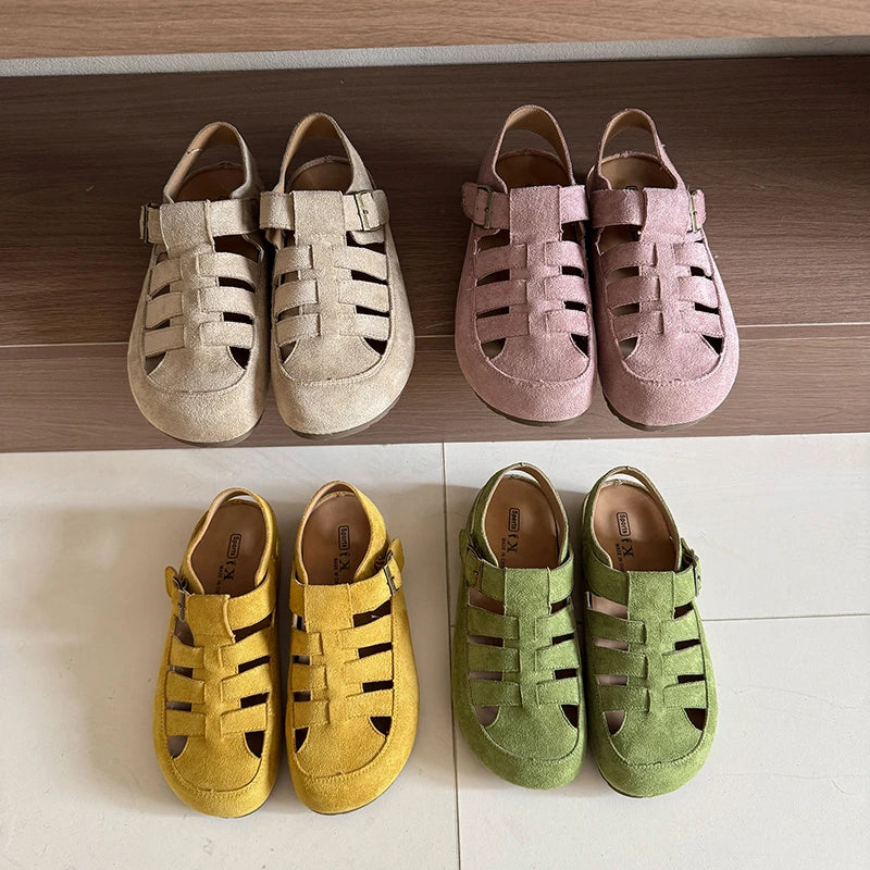 Flats Women's Sandals Fashion Hollow Designer Shoes Casual Slingback Slippers 2025 Summer Flip Flops Trend Sandalias De Mujer