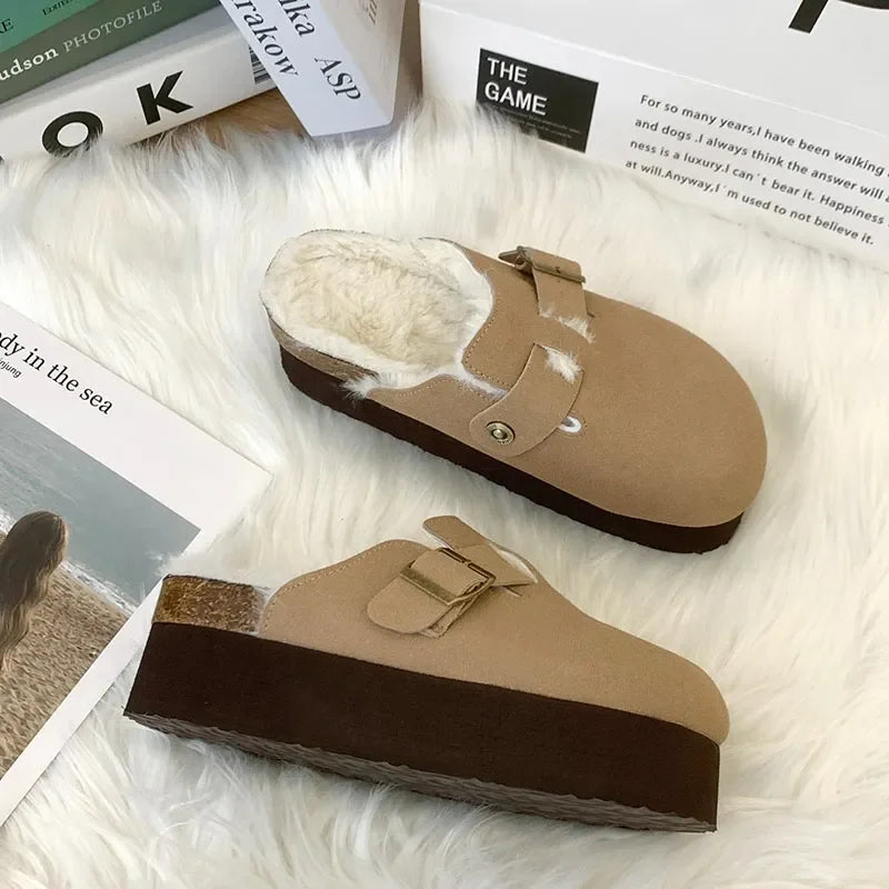 Fashion Outdoor Slip On Beach Sandalias Women's Suede Mules Slippers Platform Flats Boston Clogs Sandals