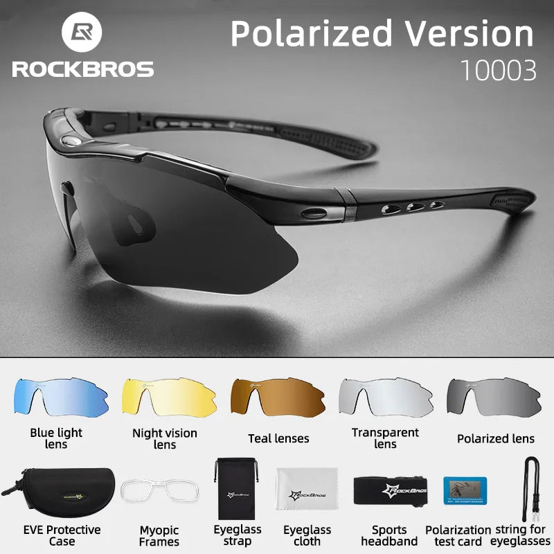 ROCKBROS Radfahren Polarisiert Brille Fahrrad Sonnenbrille Outdoor Sport Sonnenbrille MTB PC Schutzbrille Augenschutz 5/3 Linsen Fahrrad Zubehör