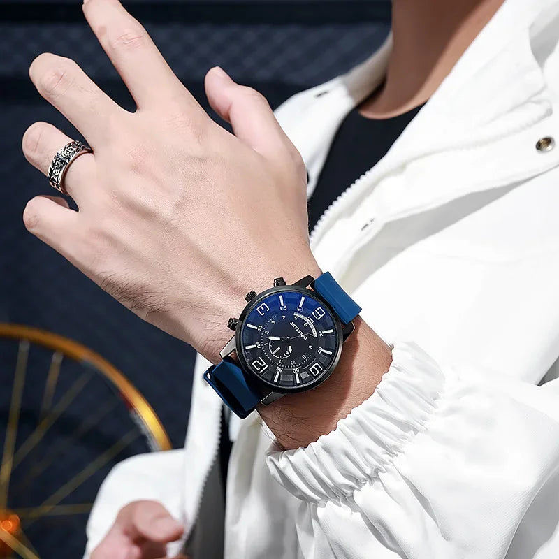 Simple Watches Silicone Men Watches Big Dial Quartz Wristwatches Reloj Male Casual Watch Clock Gift for Everyday Reloj Hombre