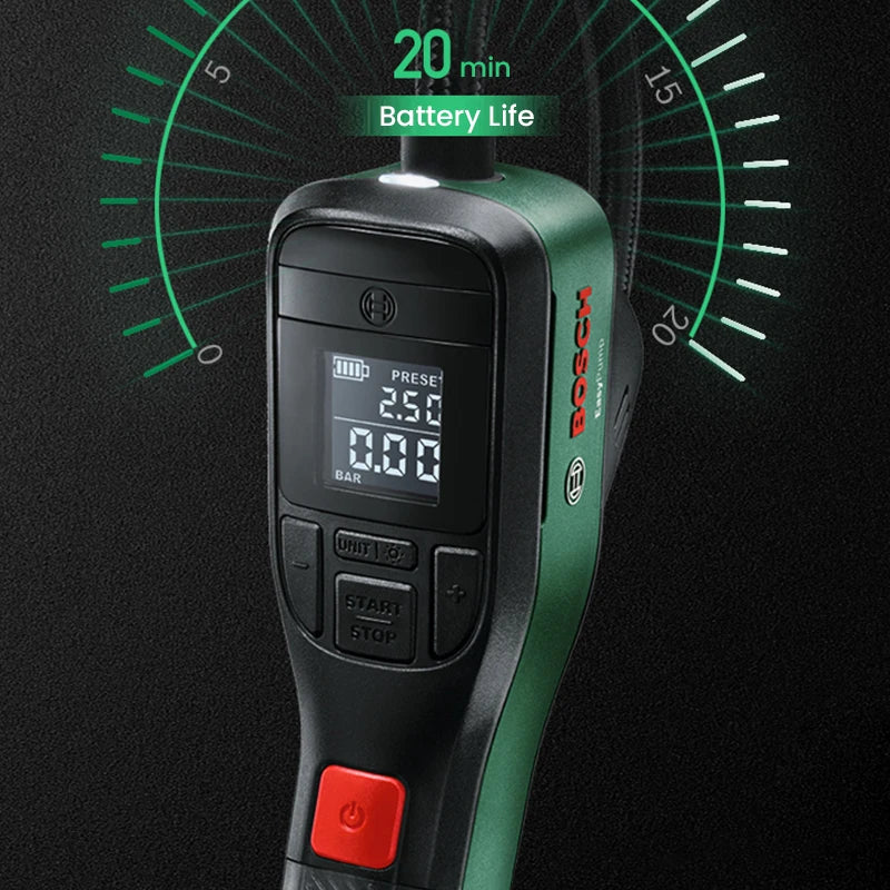 Bosch Electric Air Pump Portable Mini Tire Air Compressor with Led Display for Car Motorcycles Bicycle Swimring Tire Inflator