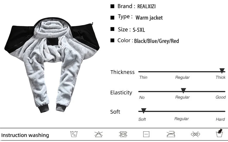 NordX Winterjacke Kapuze - Dicke Fleece, Reißverschluss