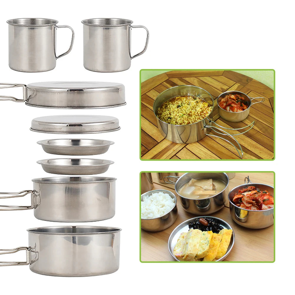 CanHold Camping Kochset Edelstahl - 8tlg 1,5L 18cm