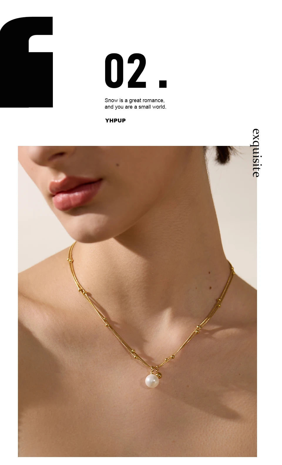 Yhpup Elegant Imitation Pearls Stainless Steel Round Beads Chain Pendant Necklace for Women Gold Silver Color Korean Jewelry