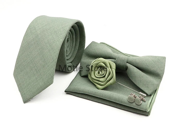 Neues Design 27-farbiger Männer-Accessories-Set: Klassische Baumwoll-Taschentuch, Manschettenknöpfe, Fliege für Hochzeit, Party, Geschenke