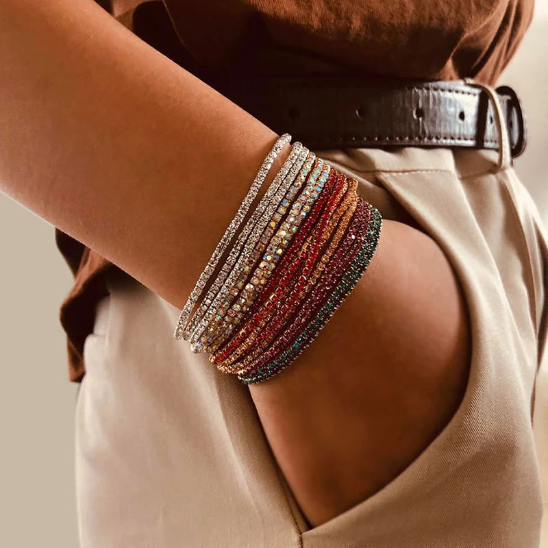 Mode Kristall Stretch Armband Set - 5 Stück Elastisch 18cm