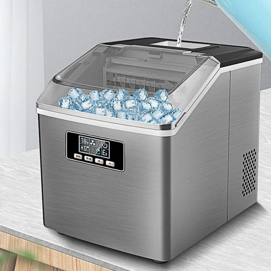 25kg/24h Automatic Electric Quick Ice Maker Commercial Household Milk Tea Shop Bar Desktop Portable Ice Cube Making