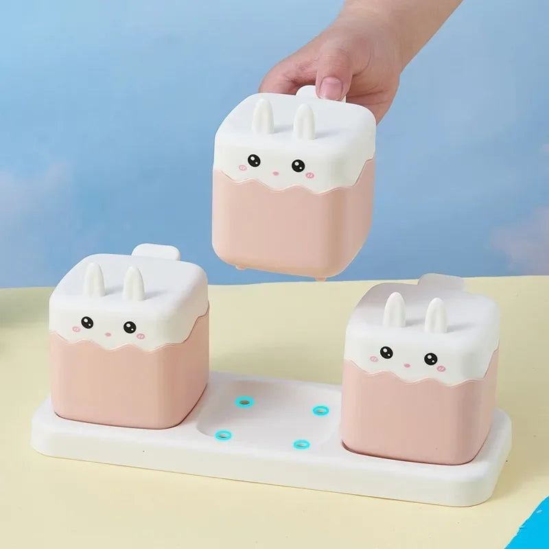 Spice Jars Seasoning Organizer Rack Space-Saving Seasoning Box with Spoon Drawer Spice Jars Rack for Kitchen Salt Pepper Sugar