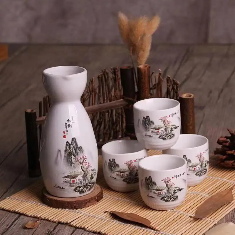 Japanese Style Sake Pot Household Retro Small Wine Cup White Wine Pot Hot Wine Pot Warm Wine Pot Wine Glass Ceramic Sake Set