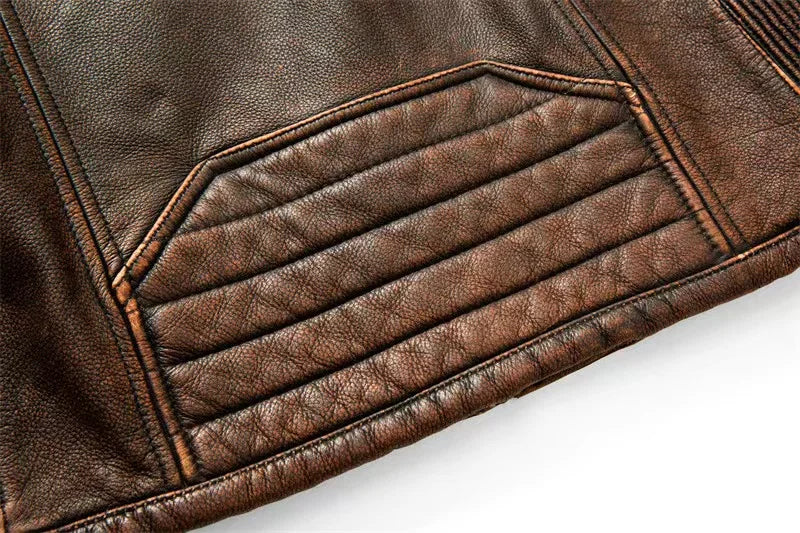 BikerX Milano Lederjacke Vintage Biker - Rindsleder L