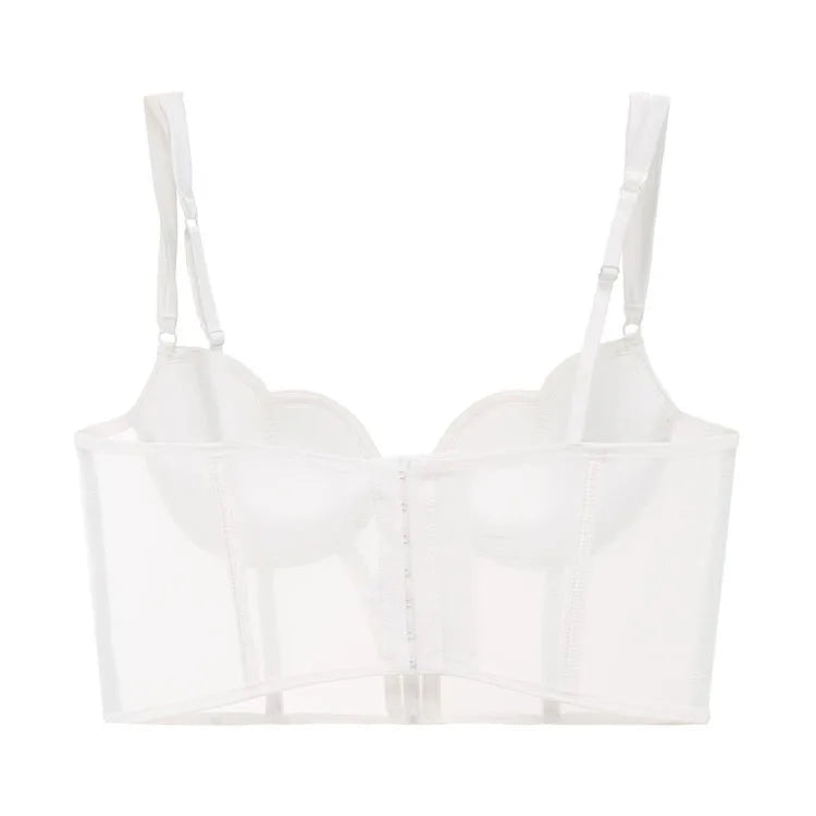 Frauen Push Up Transparent Lingerie Neu elegant Shaper BH Dünn Beauty Rücken Unterwäsche Weiblich Fischgräte Gaze Bralette