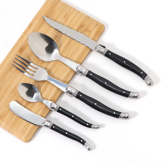 Besteck-Set 2025: Jaswehome 3/4/5pcs Stainless Steak Knife Butter Knife Fork - Soup Tea Spoon Ergonomic Black Flatware Western-Style Tableware Collection