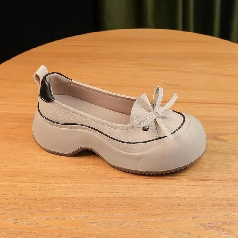 Pantofi de damă 2025: Moda de toamnă cu vârf rotund - Colecția cu platformă și nod fluture