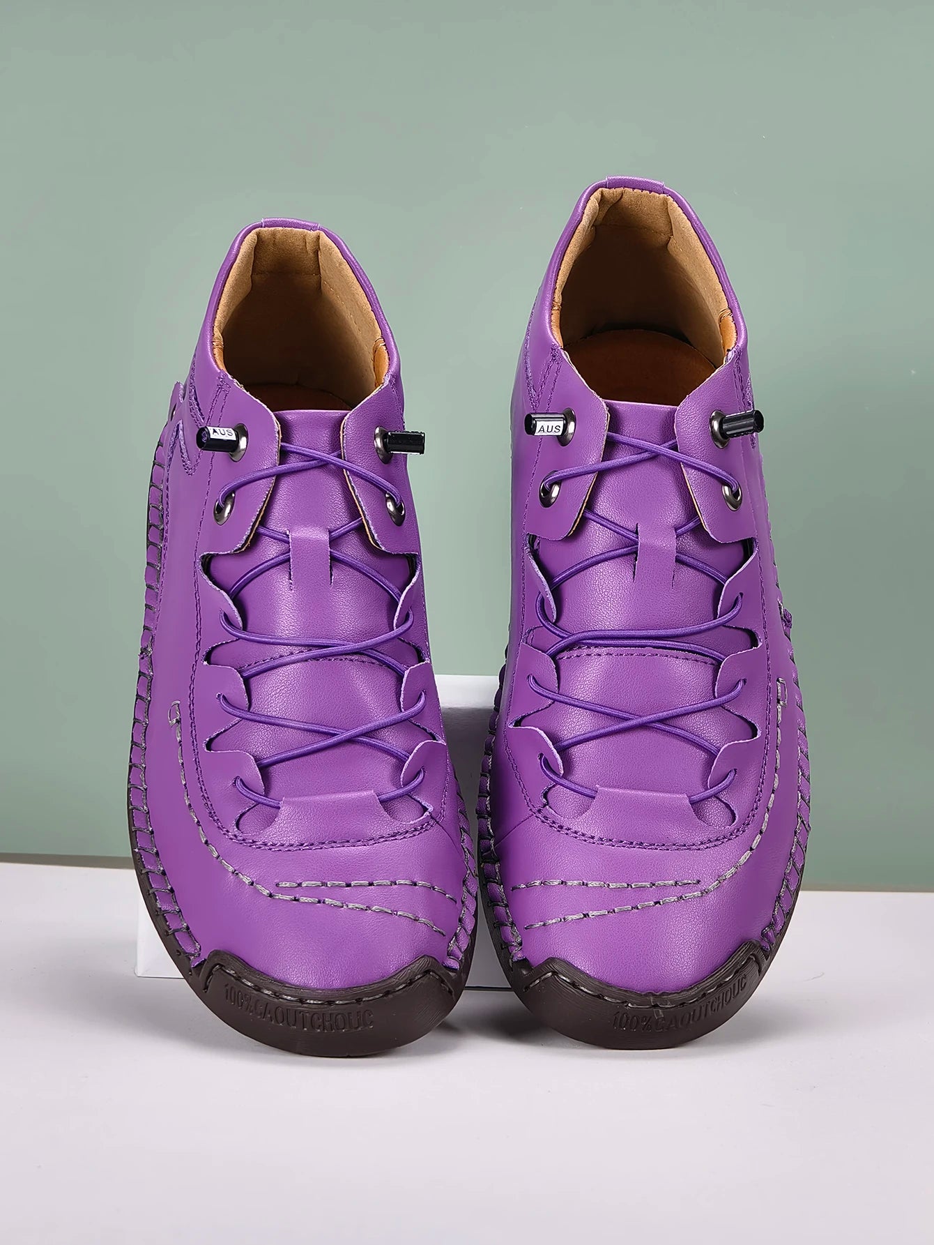 New Fashion Sneakers Women Hand-stitching Leather Casual Shoes Design Platform Loafers Breathable Flats Shoe Driving Plus Size